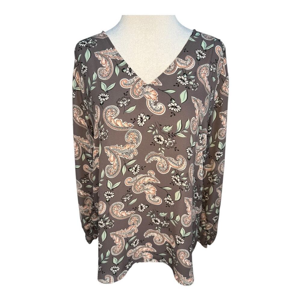 LOFT Women's Paisley Print V-Neck Blouse Multicolor Size Medium‎